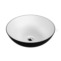 MOANA, BLACK/WHITE, LAVOAR ROTUND PE BLAT, FARA ORIFICIU BATERIE, FARA PREAPLIN, DIAM 40X H 13.5CM, 34293